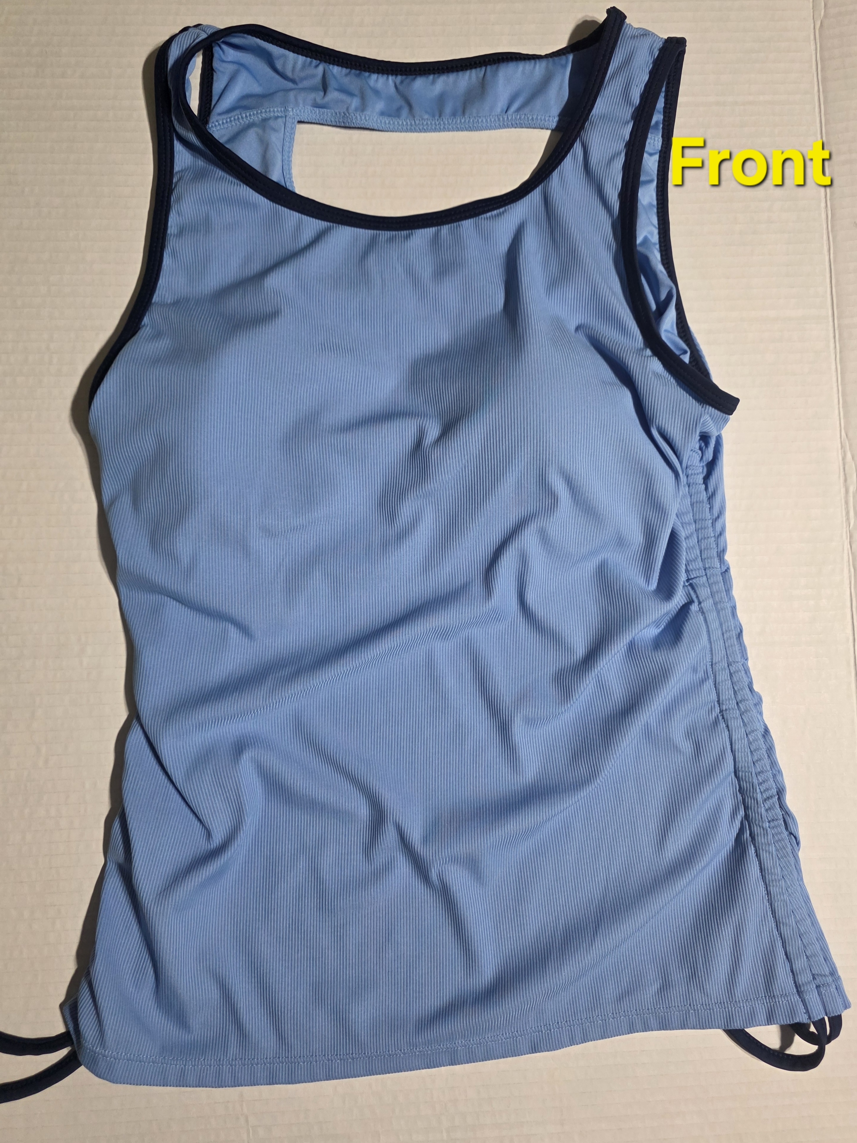 Free Country Light Blue Tank Top With Navy Trim, Size Med